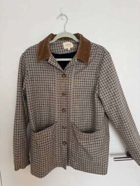 Sezane Will Jacket - Navy Ochre Houndstooth